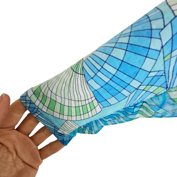 Ibkul Athletic Shirt Blue White Geometric Print 1/4 Zip Women S Collared - Picture 4 of 8